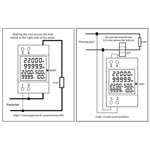 SINOTIMER SDM009 Compteur multifonctionnel sur rail Din monophasé, tension, courant, fréquence, facteur de puissance, électricité, modèle : AC250-450V externe SS0004818-09